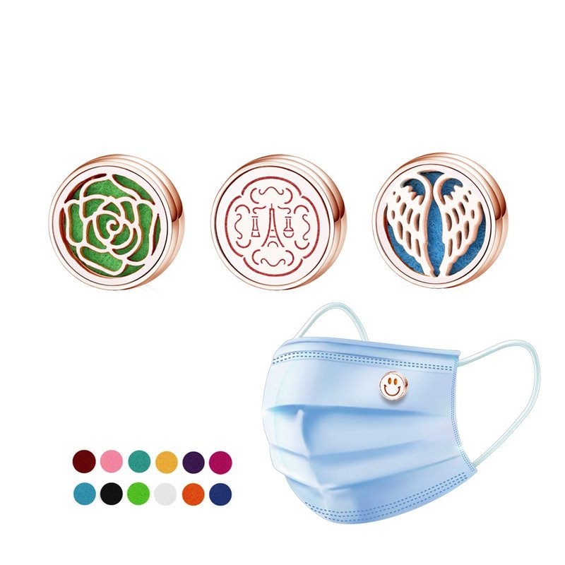 精油香薰口罩磁扣-12mm玫瑰金(三入組)les nez、玫瑰花開、天使翼 - 香氛/精油/擴香 - 其他材質 