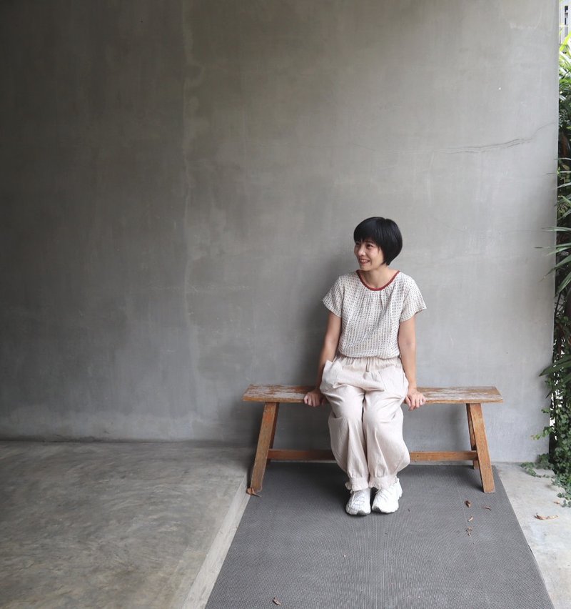 Thongmond (Brick PA PA) Top - 女上衣/長袖上衣 - 棉．麻 橘色