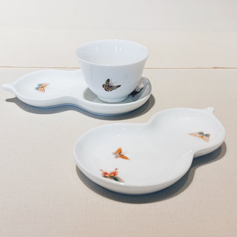 自慢監製 不言美器 釉中彩 葫蘆 杯托 - 茶壺/茶杯/茶具 - 瓷 