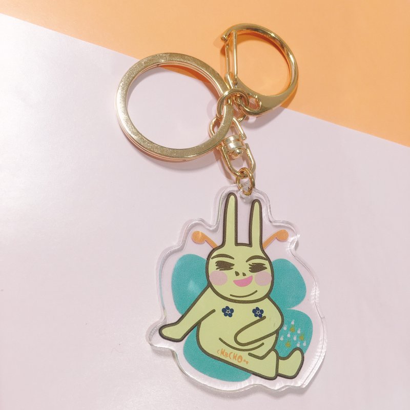 Acrylic Keyring | Butterfly Nostril Rabbit - Fly High Together - Keychains - Acrylic Blue