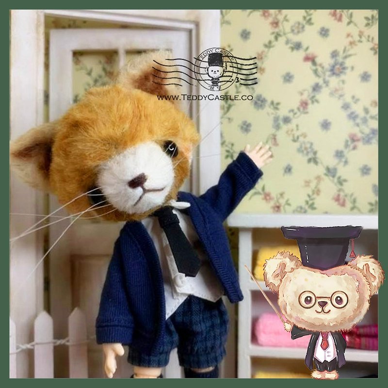Gourmet Series-OB11 Cat, Bear, Raccoon Handmade Artist Teddy Bear Teddy Be - ตุ๊กตา - วัสดุอื่นๆ 