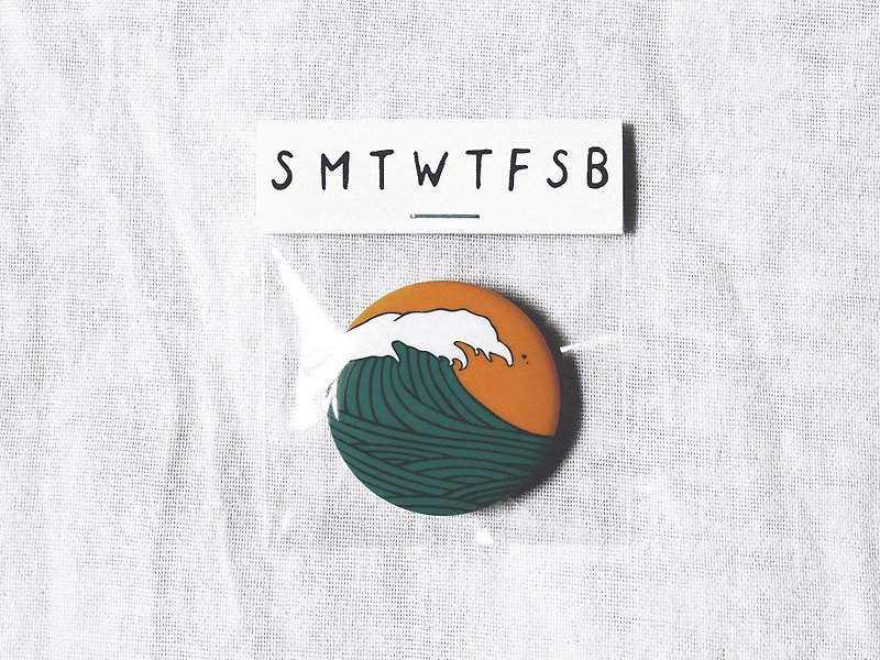A little dirty sea wave badge/badge/pin/brooch - เข็มกลัด - โลหะ สีส้ม