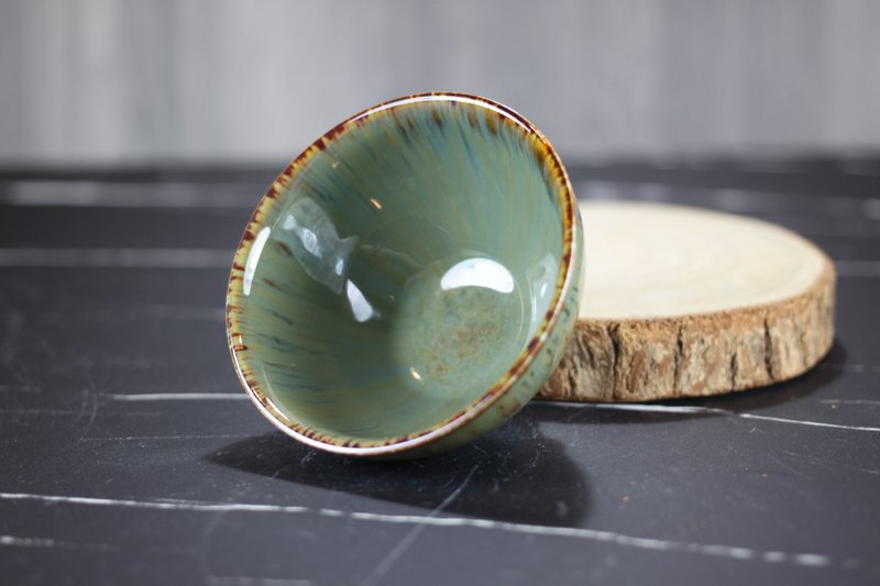 【送禮好物】綠瀑 天目釉茶杯 茶碗 鶯歌陶藝名家葉敏祥作品 - 茶壺/茶杯/茶具 - 瓷 