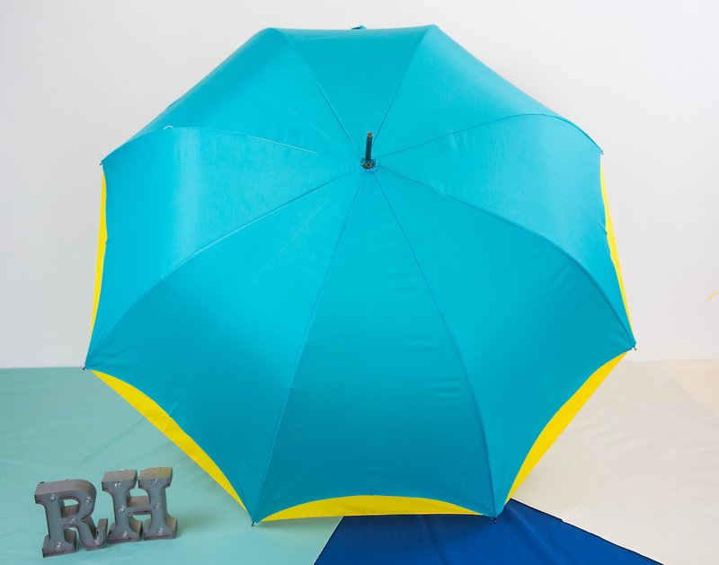 Rainbow House 雙層配色雨傘-藍黃 (不寄送國外) - 雨傘/雨衣 - 防水材質 藍色