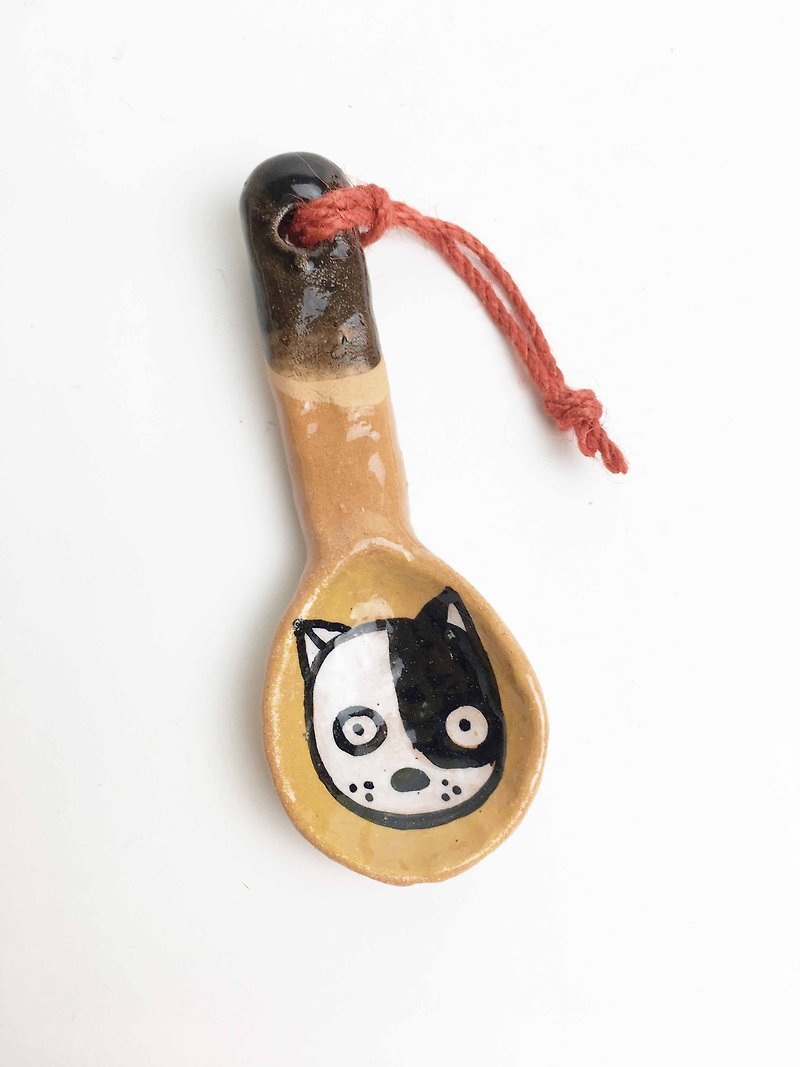 Nice Little Clay handmade small teaspoon _ cheap dog 0902-08 - ช้อนส้อม - ดินเผา สีเหลือง