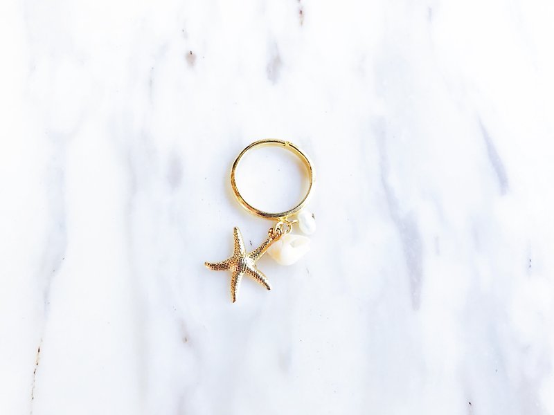"Cote d'Azur" travels the sea starfish pendant adjustable ring - แหวนทั่วไป - โลหะ 