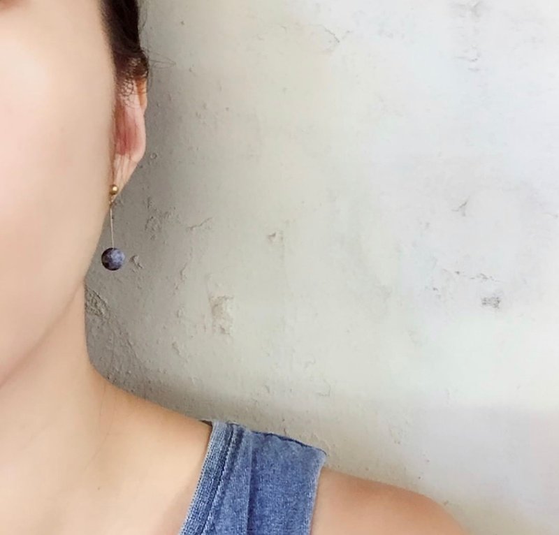 Natural stone rocking earrings can be changed for free - ต่างหู - วัสดุอื่นๆ สีแดง