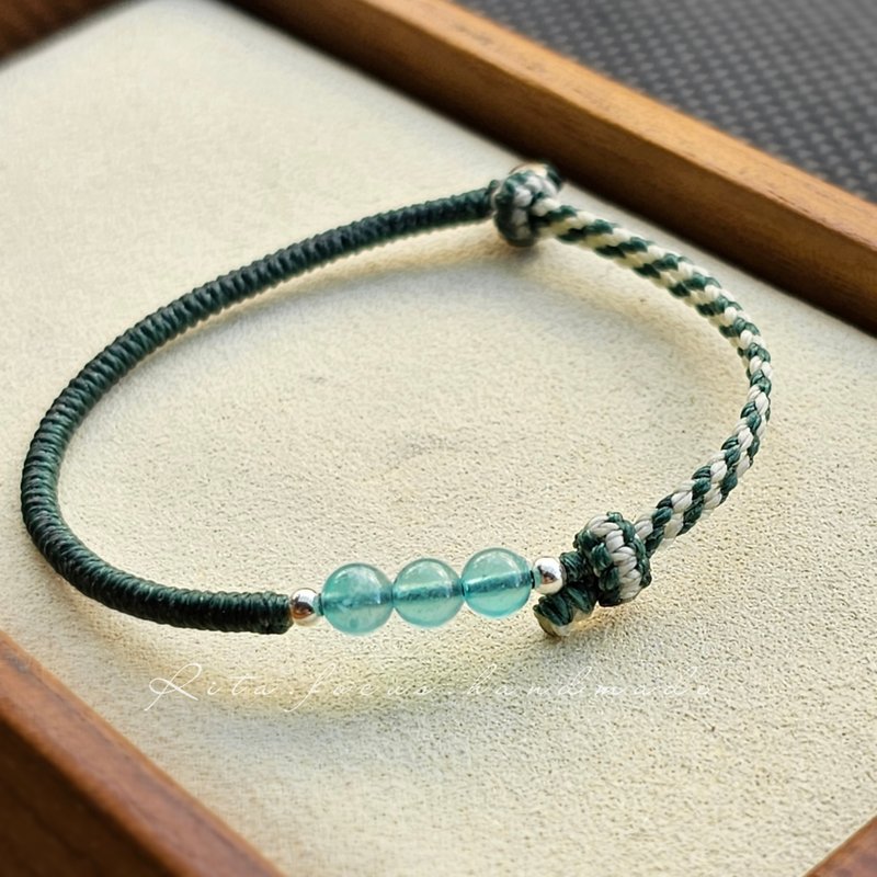 Edge weaving | Design style | Element matching | Bracelet | Anklet | Coordinated green - Bracelets - Crystal Green