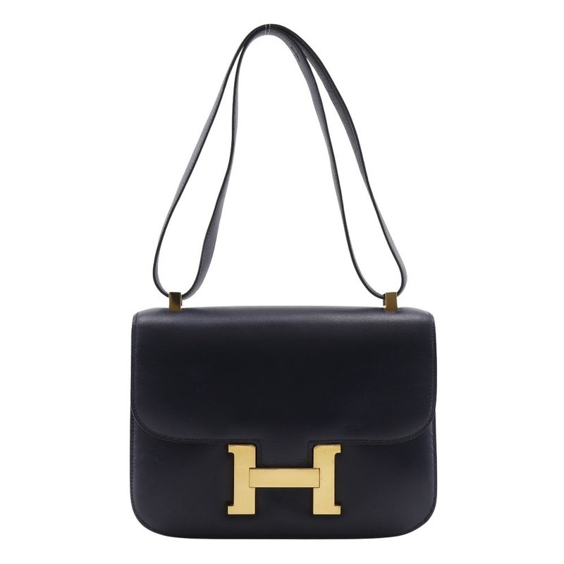 【日本直送】エルメス HERMES コンスタンス24 ショルダーバッグ ヴィンテージ ボックスカーフ 紺/ゴールド金具  レディース【中古】 - 側背包/斜背包 - 真皮 藍色