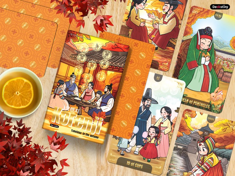 Korenji Tarot : Timeless in the autumn by Deckstiny - 卡片/明信片 - 紙 橘色