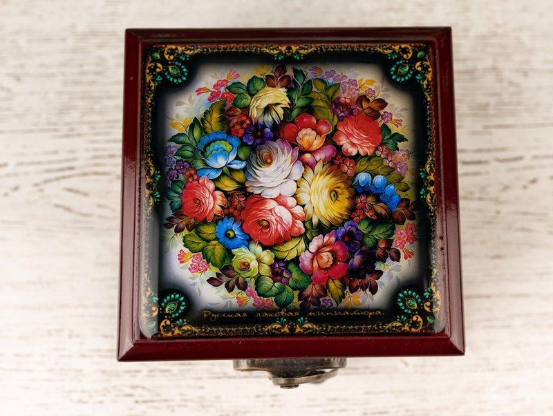 Personalized Jewelry box, Lacquer box, Art wooden box, Jewelry box with print - กล่องเก็บของ - วัสดุอื่นๆ 