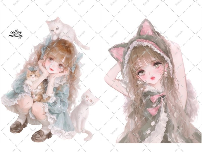 original sticker no.6829 人物ステッカー オリジナルステッカー 人物ステッカー 女の子ステッカー オリジナル人物ステッカー - 貼紙 - 紙 