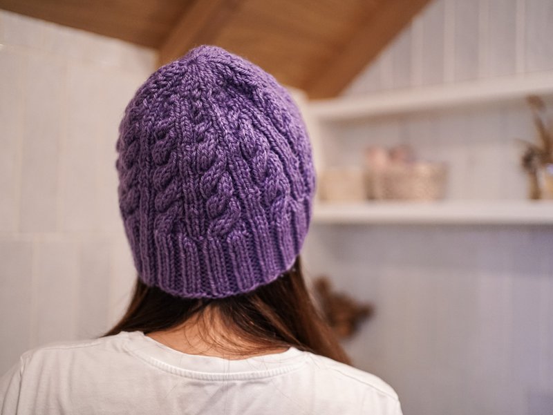 手作-編織毛帽-棒針系列-麻花 - 帽 - 羊毛 