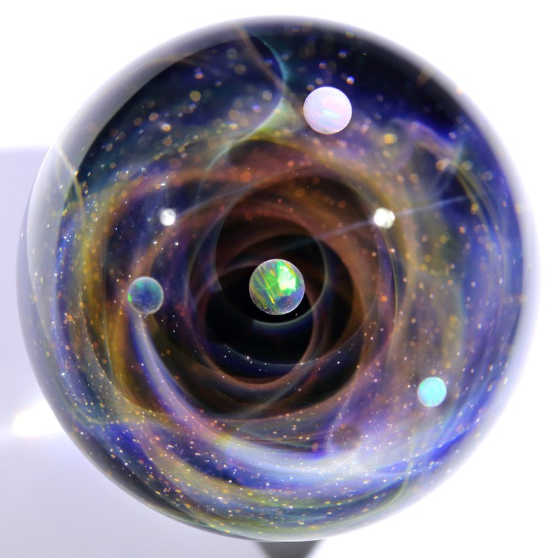 48mm Galaxy Glass Marble no.M182 - ของวางตกแต่ง - แก้ว สีแดง