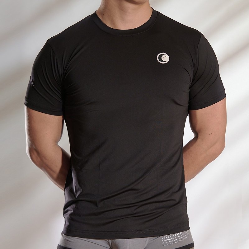 Lightweight short sleeves-[Petals of Beginning Heart]-Black - Men's T-Shirts & Tops - Polyester 