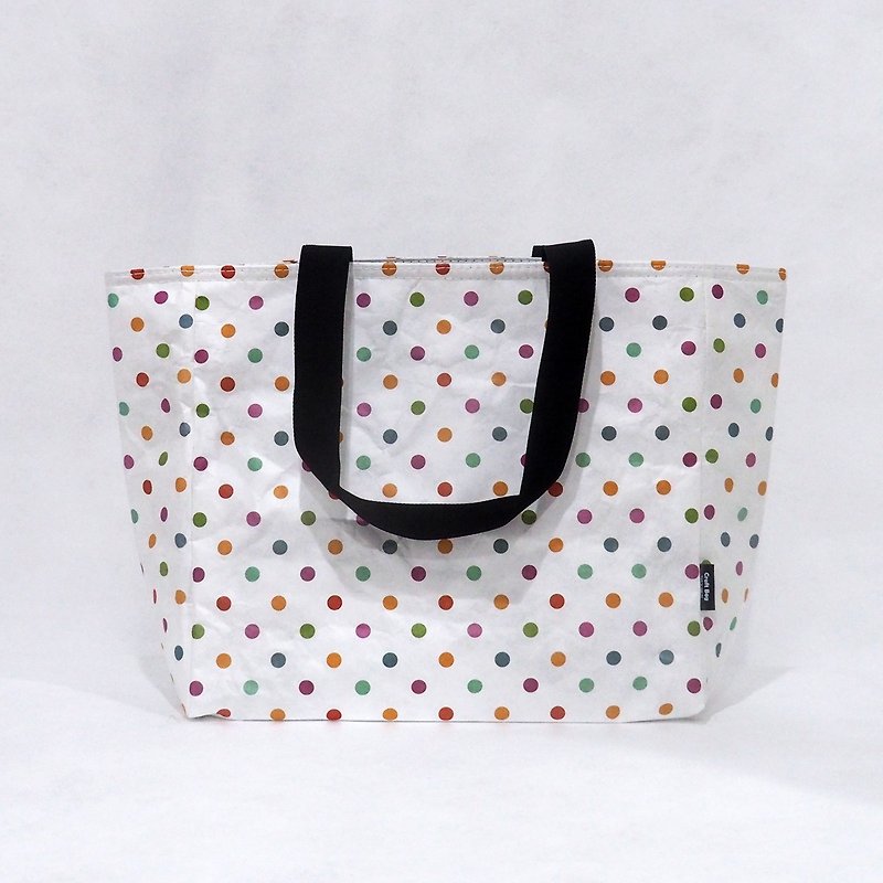 Tote thermal washable paper bag Polka Dots Design - Lunch Boxes - Waterproof Material Brown