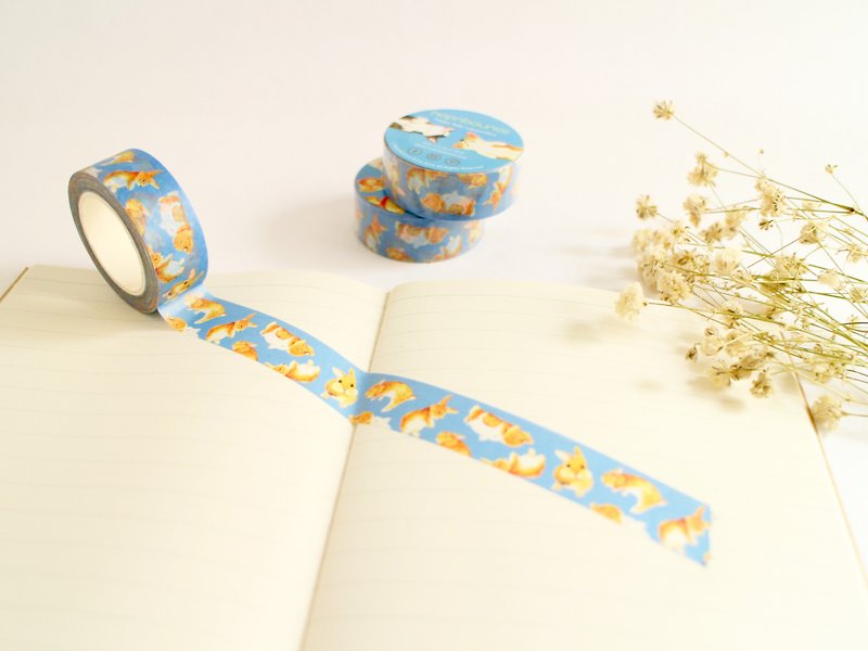 Toffee Rabbit Masking Tape/ Washi Tape - มาสกิ้งเทป - กระดาษ สีน้ำเงิน