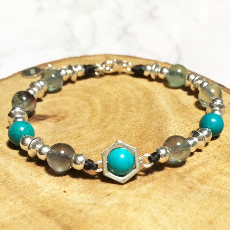 Lucky Love custom turquoise bracelet Stone ore popularity luck lucky crystal Wax line - สร้อยข้อมือ - คริสตัล สีเขียว