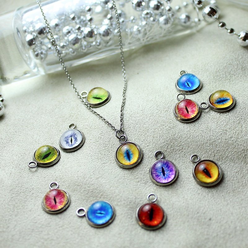 [1 + 1 girlfriend together to buy more cost-effective] small cat's eye stainless steel clavicle chain - Necklaces - Other Metals Multicolor