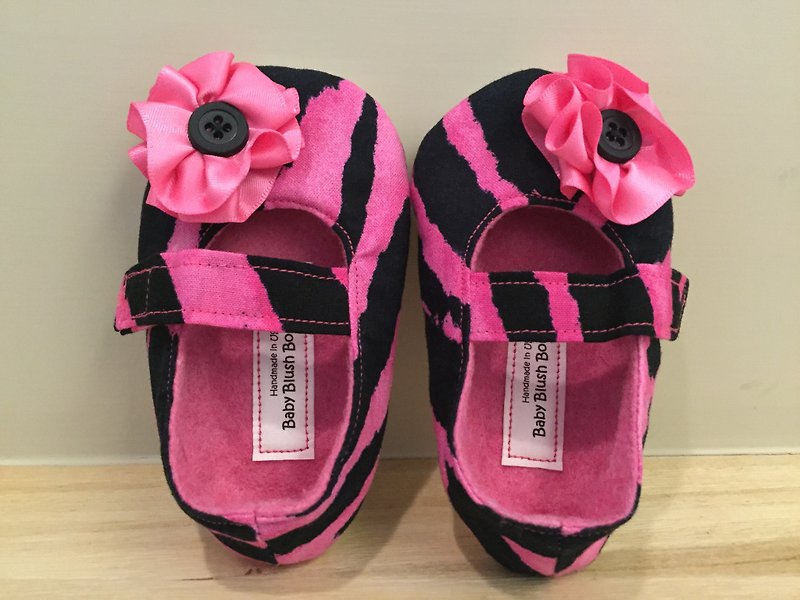 U.S. Imported Handmade Fashion Toddlers (Peach Stripes) - รองเท้าลำลองผู้หญิง - ผ้าฝ้าย/ผ้าลินิน สีแดง