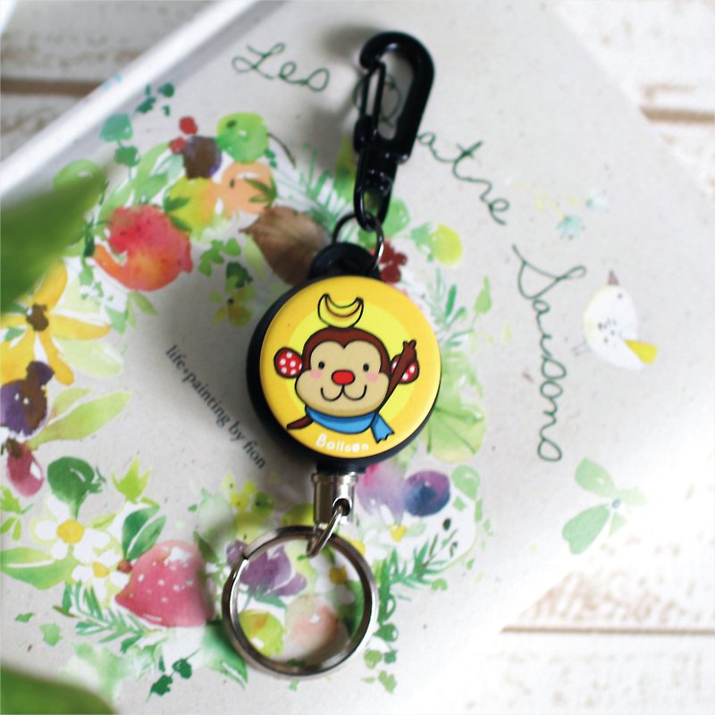 "Balloon" Retractable Keychain Ring Big Animal Series-Banana Monkey - ที่ใส่บัตรคล้องคอ - โลหะ สีเหลือง