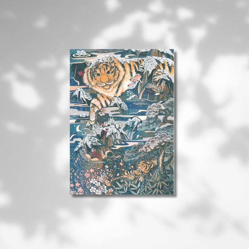 Auspicious Snow and Good Year of the Tiger Print Postcard - การ์ด/โปสการ์ด - กระดาษ หลากหลายสี