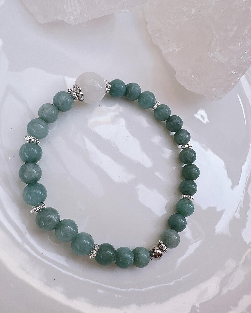 C&W natural blue water jade simple style elastic rope bracelet - สร้อยข้อมือ - หยก สีเงิน