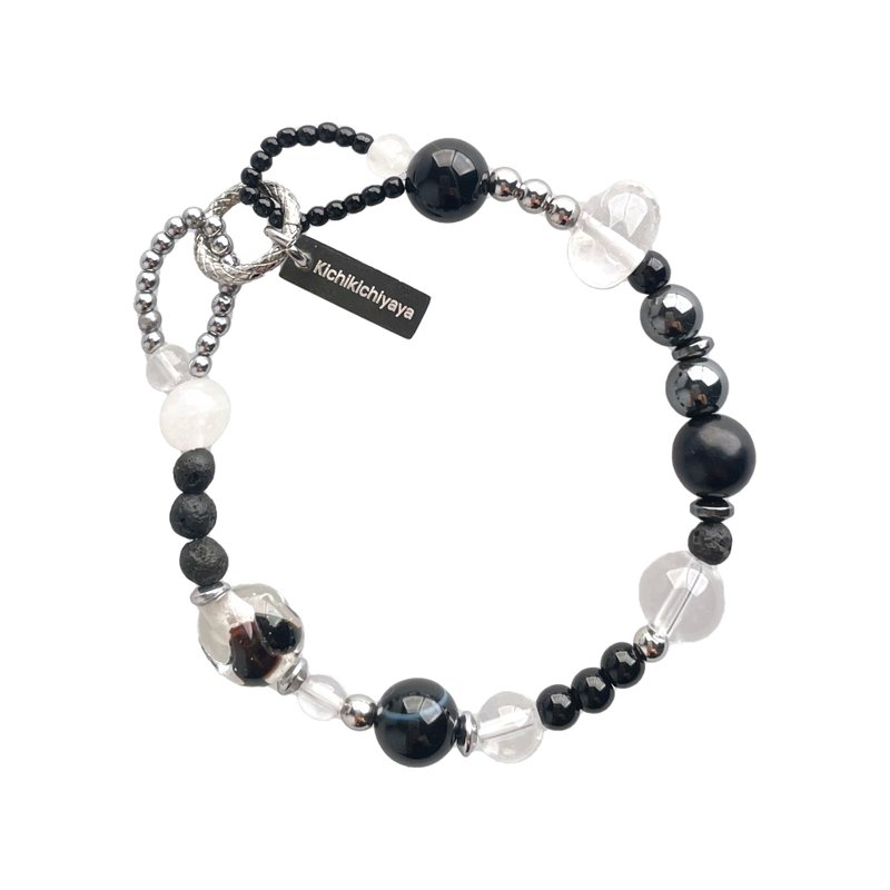 Black Pepper Gemstone Bracelet 036 - สร้อยข้อมือ - เครื่องเพชรพลอย สีดำ