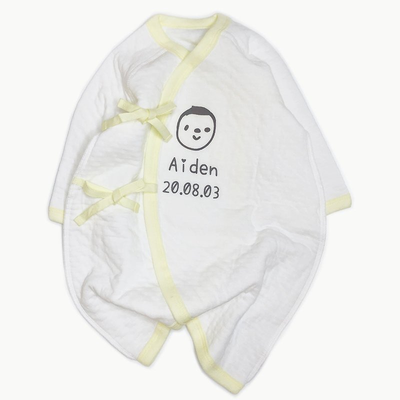Yellow Border Free Custom Text Newborn Butterfly Dress Monk Robe Full Moon Gift - Baby Gift Sets - Cotton & Hemp Multicolor