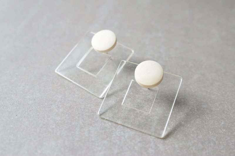 Earrings acrylic wood-French cuisine- - Earrings & Clip-ons - Gemstone Transparent