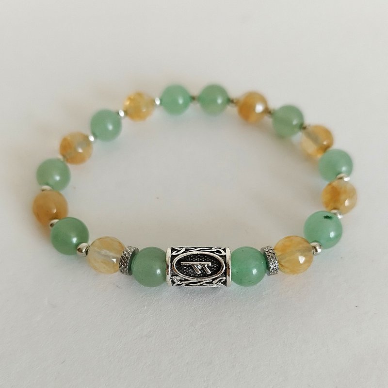 Stylish bracelet aventurine citrine. Jewelry runic money amulet - 手鍊/手環 - 半寶石 多色