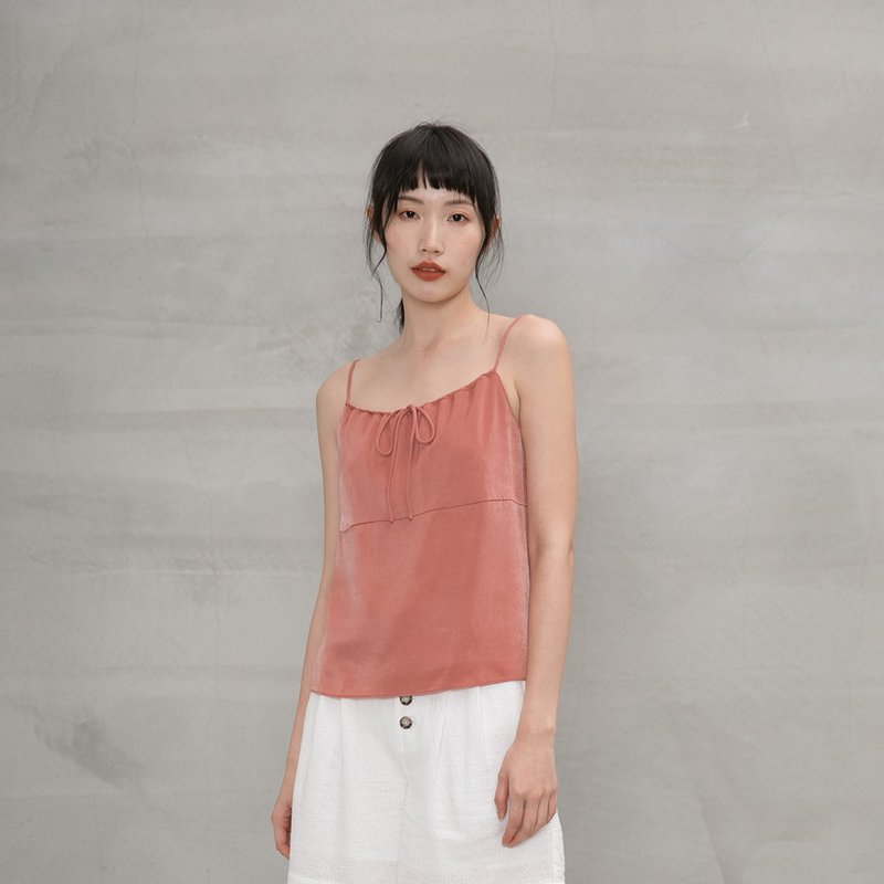 時光漫漫細肩帶背心 Ingrid Liberty  Tie-Front Camisole T287 - 女上衣/長袖上衣 - 聚酯纖維 多色