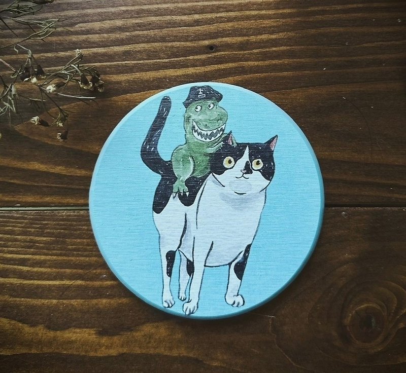 Binsji cat diatomaceous earth absorbent coaster - Coasters - Other Materials Blue