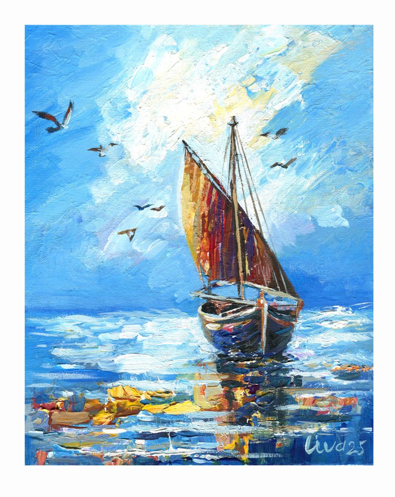 Original Canvas on cardboard Acrylic Painting . 100% Handmad - 壁貼/牆壁裝飾 - 壓克力 多色