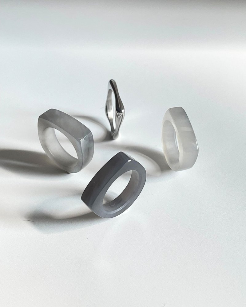 天然和田玉烟紫中寬戒指 港碼17 16 14  荏染#383 #384 #385 - 戒指 - 玉石 紫色