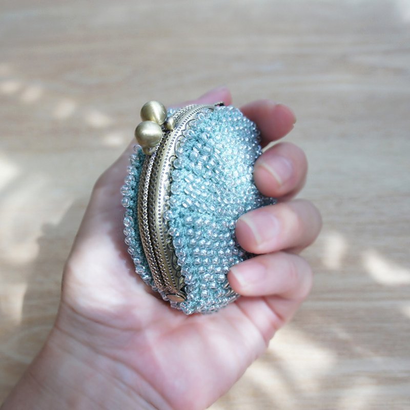 Ba-ba handmade Beads crochet coinpurse No.1132 - 零錢包/小錢包 - 其他材質 綠色