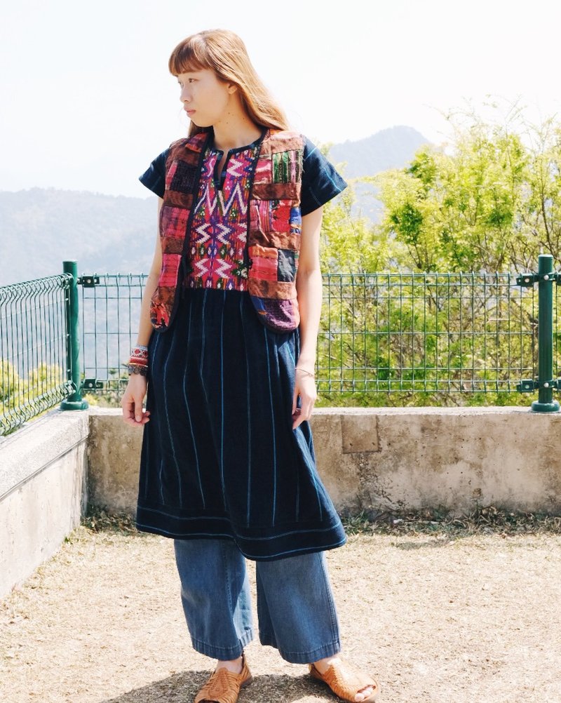Vintage 瓜地馬拉手工刺繡拼布背心 - 女大衣/外套 - 棉．麻 