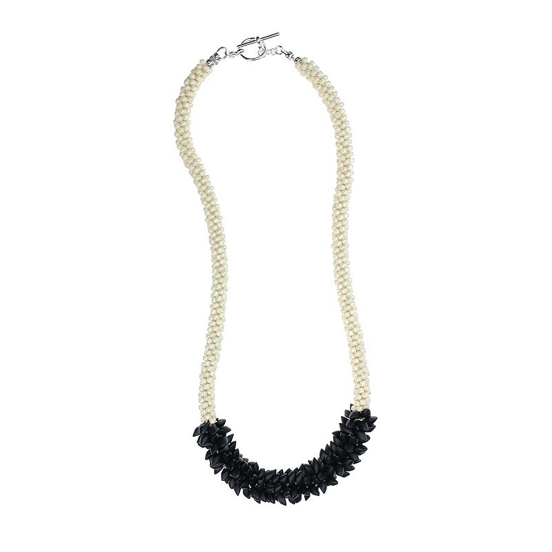 Work Hard Seed Beads Statement Necklace / Success Collection / Gift for Her - สร้อยติดคอ - วัสดุอื่นๆ สีดำ