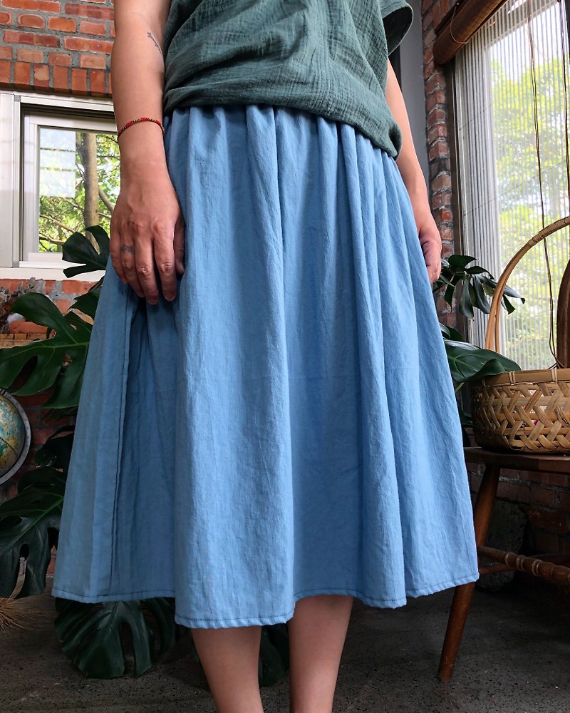 Soft washed cotton pocket round skirt - Skirts - Cotton & Hemp Multicolor