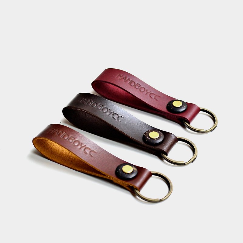 [Three-color egg] leather key ring lettering gift cowhide key ring leather key charm printing - Keychains - Genuine Leather Brown