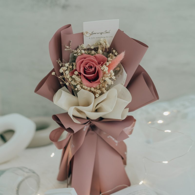 /Small Eternal Flower Bouquet/ Sunset Kiss·Red Bean Paste Powder Valentine's Day Gift Birthday Gift Eternal Flower - Dried Flowers & Bouquets - Plants & Flowers Pink