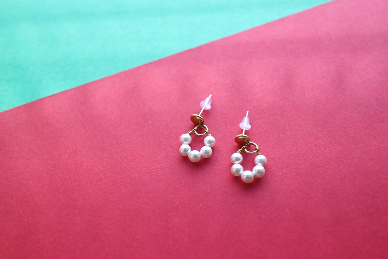 Sweet bubbles-Pearl brass earrings - Earrings & Clip-ons - Copper & Brass Multicolor