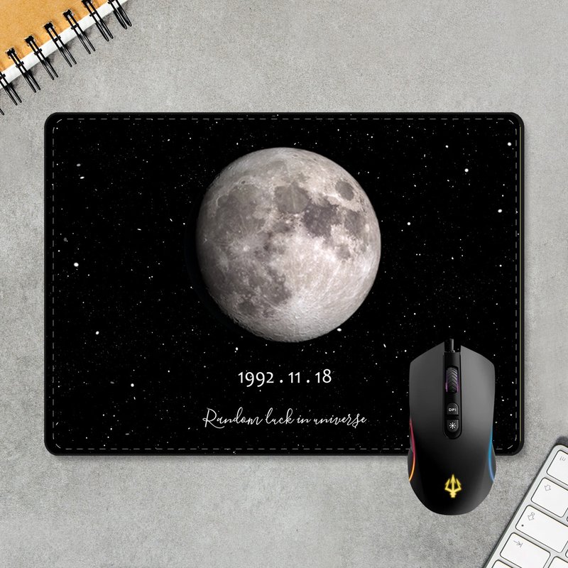 [Customized] Mouse pad/the moon of the day you were born - Mouse Pads - Other Materials Black