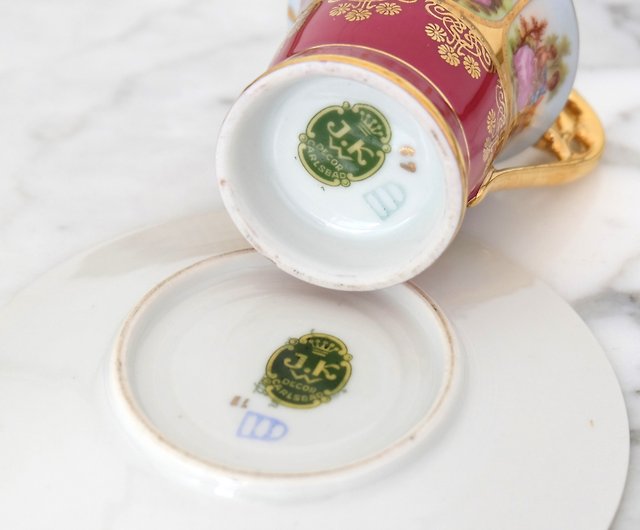 ドイツレトロ貴族愛好家 陶器製カップ＆ソーサーセット - ショップ おばあさんの家 急須・ティーカップ - Pinkoi