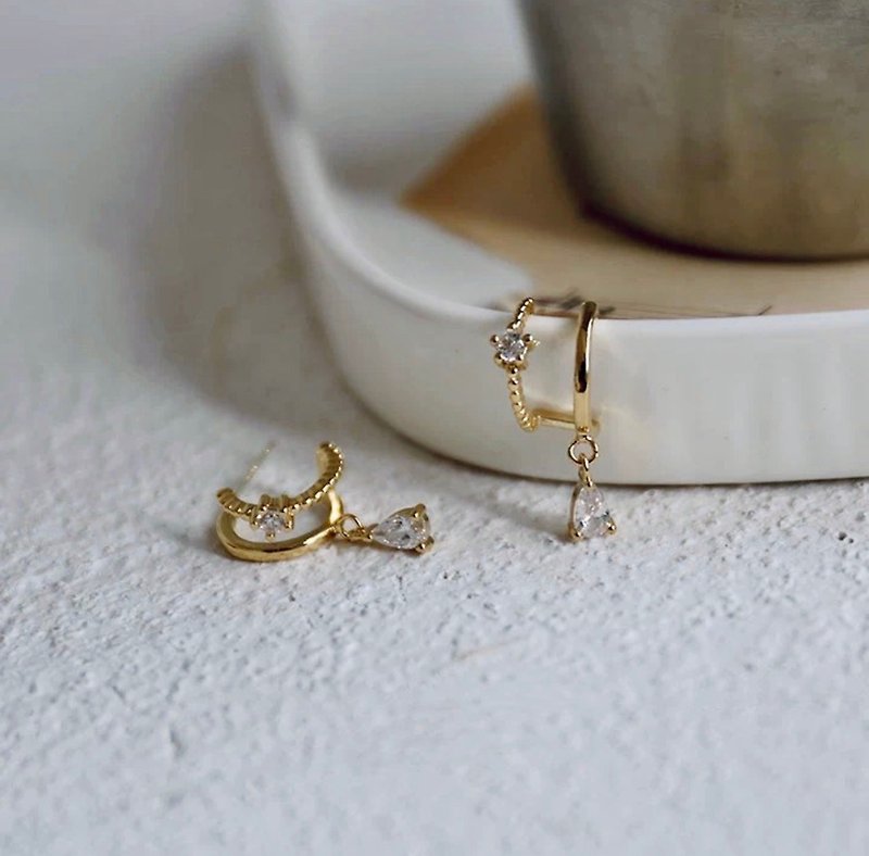 Star pendant earrings - Earrings & Clip-ons - Copper & Brass Gold