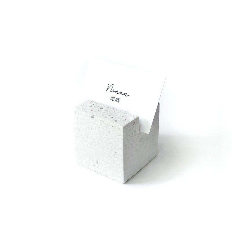 (In Stock) Pure Gray Series x Special Ground Stone | Neon Stone Square Cement Business Card Holder - Items for Display - Cement Gray