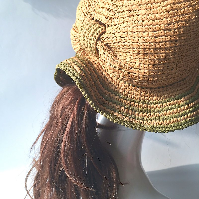 Of course, hand made woven shade 㡌 / paper Rafi straw hat / straw hat / hand made hats handmade〗 〖crazy hopscotch - Hats & Caps - Paper Khaki