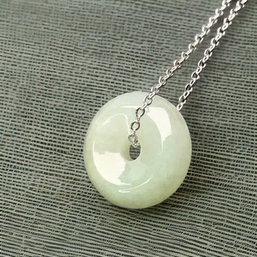 瓔珞珠寶盒 E.L.Jewelry Box 【願‧平安】冰飄綠花翡翠平安扣吊飾|天然緬甸翡翠A貨|送禮