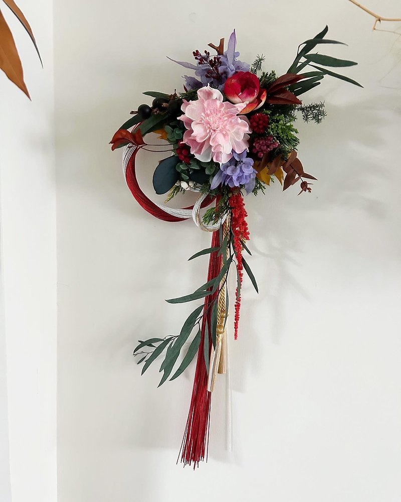 Spring Banquet 2024 Red and White Blessing Water-led Rope Knot Ornament - Dried Flowers & Bouquets - Plants & Flowers 