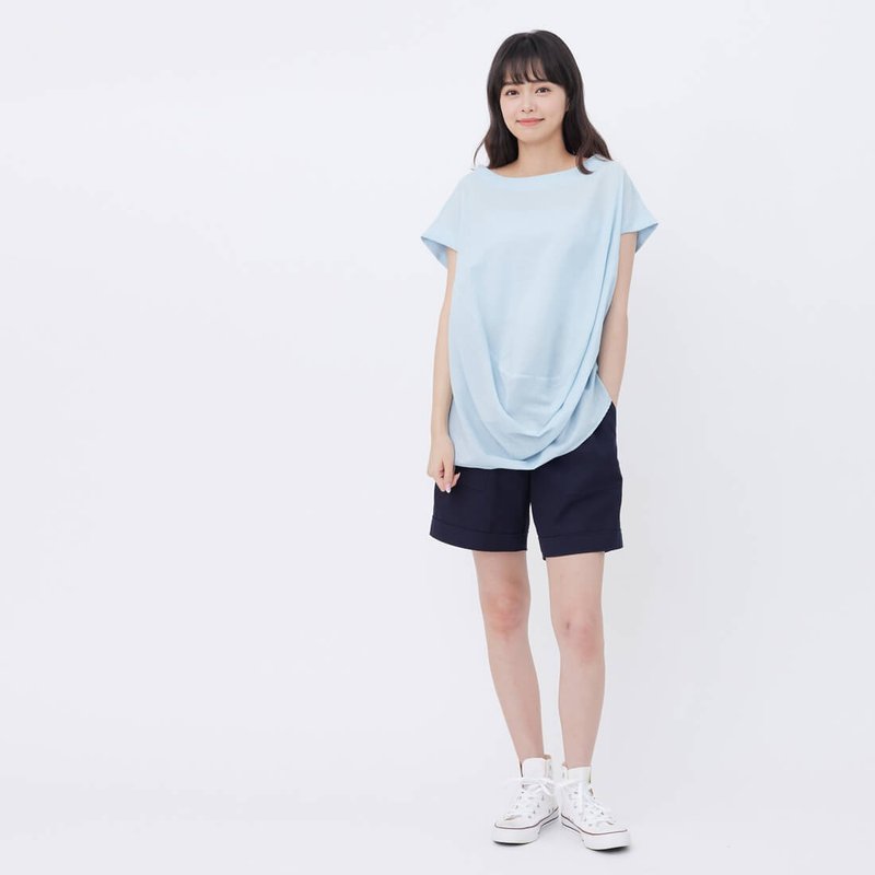 Adam棉質休閒口袋百慕達短褲 - 女短褲/五分褲 - 棉．麻 藍色